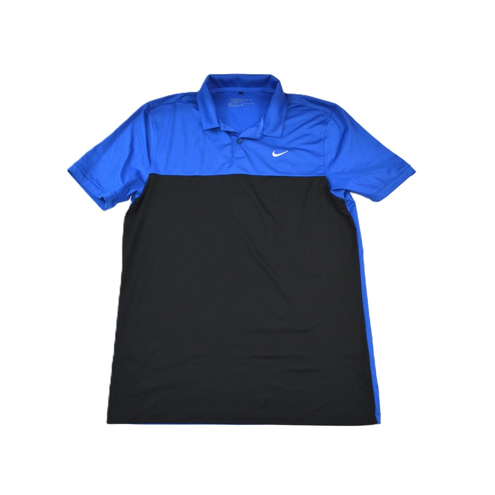 Nike Golf Dri-FIT Polo Shirt Mens Small Blue Black Colorblock Standard Fit